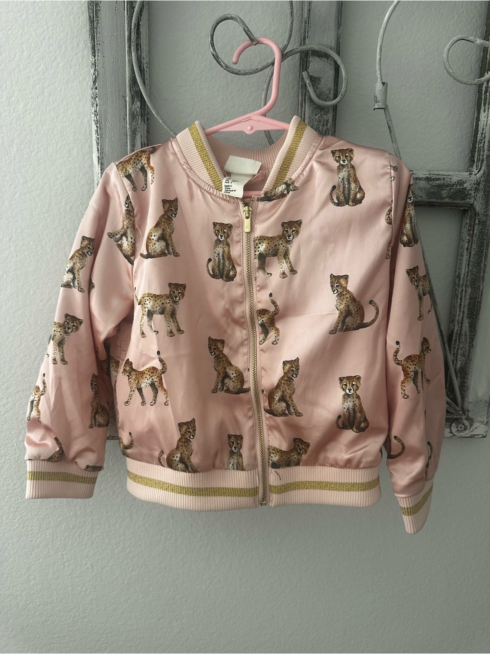 H&M Pink Leopard-Print Bomber Jacket for Kids